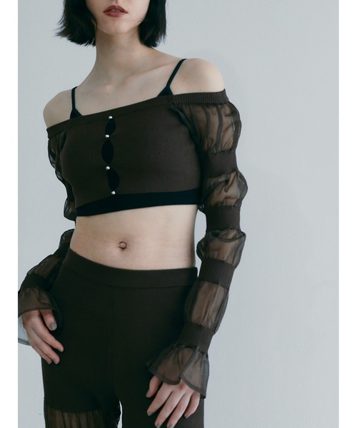 セール】Sheer Rib Cropped Top（ニット/セーター）｜SORIN