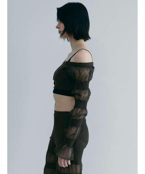 SORIN（ソリン　）の「Sheer Rib Cropped Top（ニット/セーター・レディース・ダークブラウン/ベージュ/ブラック・38）」の14枚目の写真