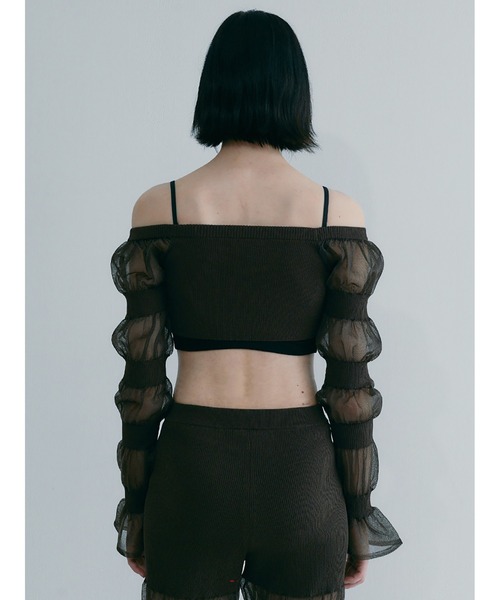 SORIN（ソリン　）の「Sheer Rib Cropped Top（ニット/セーター・レディース・ダークブラウン/ベージュ/ブラック・38）」の15枚目の写真