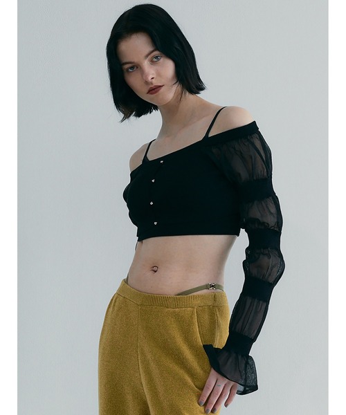 SORIN（ソリン　）の「Sheer Rib Cropped Top（ニット/セーター・レディース・ダークブラウン/ベージュ/ブラック・38）」の19枚目の写真