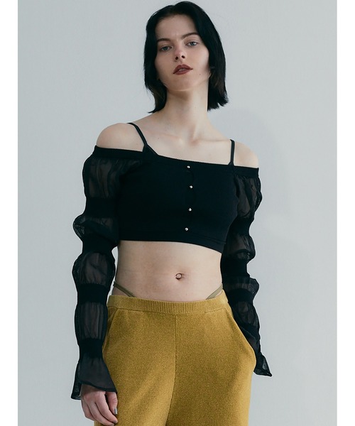 SORIN（ソリン　）の「Sheer Rib Cropped Top（ニット/セーター・レディース・ダークブラウン/ベージュ/ブラック・38）」の20枚目の写真