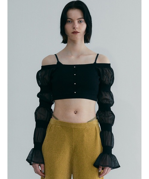 SORIN（ソリン　）の「Sheer Rib Cropped Top（ニット/セーター・レディース・ダークブラウン/ベージュ/ブラック・38）」の22枚目の写真