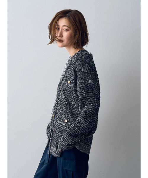 YECCA VECCA（イェッカヴェッカ）の「ラメツイードニットカーディガン（カーディガン/ボレロ・レディース・その他16/ライトベージュ・FREE）」の22枚目の写真