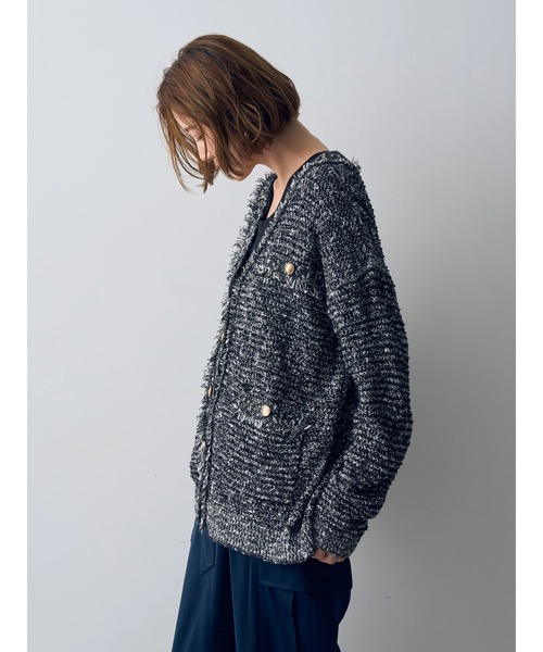 YECCA VECCA（イェッカヴェッカ）の「ラメツイードニットカーディガン（カーディガン/ボレロ・レディース・その他16/ライトベージュ・FREE）」の21枚目の写真