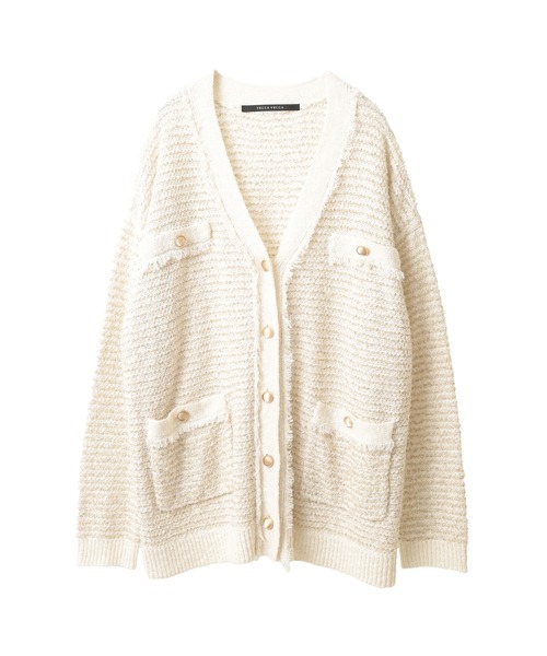 YECCA VECCA（イェッカヴェッカ）の「ラメツイードニットカーディガン（カーディガン/ボレロ・レディース・その他16/ライトベージュ・FREE）」の3枚目の写真