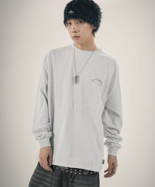 THRASHER（スラッシャー）の「THRASHER×MSG/スラッシャー 別注 ビンテージライク ワンポイントロゴ クルーネック 加工プリントロングスリーブTシャツ（Tシャツ/カットソー・メンズ・チャコール/ホワイト/ブラック/ブラック系2/ホワイト系2/グレー系2/アッシュ/ブラック系3・L/M/S/XL）」の6枚目の写真