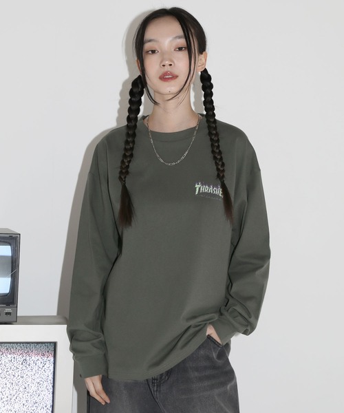 【美品】スラッシャー　大人気華やかビッグロゴ万能クルーネック半袖Tシャツ 美品】スラッシャー大人気華やかビッグロゴ万能クルーネック半袖