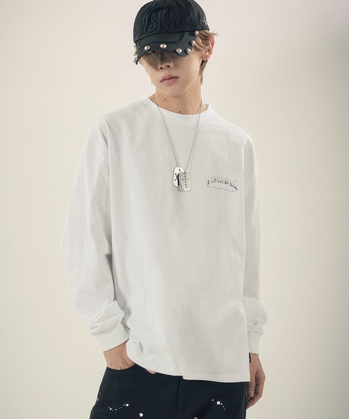THRASHER（スラッシャー）の「THRASHER×MSG/スラッシャー 別注 ビンテージライク ワンポイントロゴ クルーネック 加工プリントロングスリーブTシャツ（Tシャツ/カットソー・メンズ・チャコール/ホワイト/ブラック/ブラック系2/ホワイト系2/グレー系2/アッシュ/ブラック系3・L/M/S/XL）」の13枚目の写真