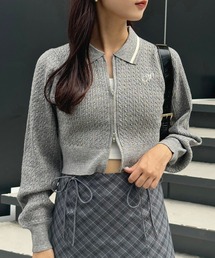 one after another NICE CLAUP | ワンポイント刺繍ダブルジップラメニット(ニット/セーター)