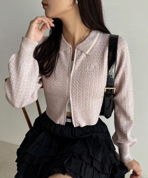 【未使用級♡着用1回】エリザベッタフランキ　ジップアップニットブルゾン　38 one after another NICE CLAUP（ワンアフターアナザーナイスクラップ