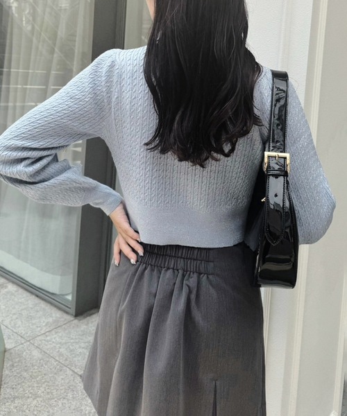 セール】ワンポイント刺繍ダブルジップラメニット（ニット/セーター