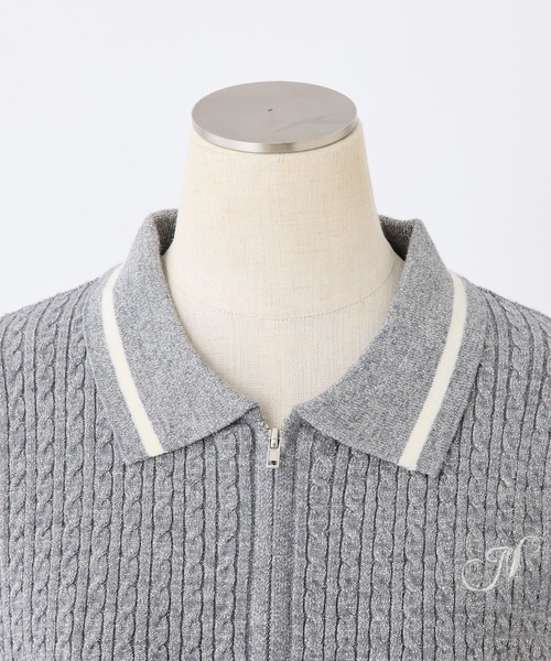 セール】ワンポイント刺繍ダブルジップラメニット（ニット/セーター