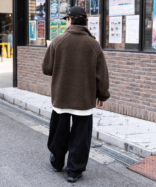 Rocky Monroe(ロッキーモンロー)の「オーバーサイズシープボアフリーススタンドネックブルゾン(ブルゾン・メンズ・ブラック/ベージュ/ネイビー/ブラウン/グレー/オフホワイト・M/L/XL)」の22枚目の写真
