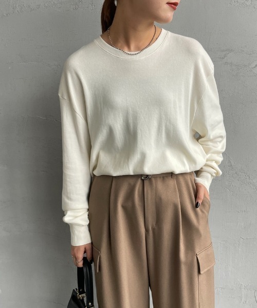 gicipi（ジチピ）の「[GICIPI/ジチピ] LUPO クルーネックコットンニットソー（ニット/セーター・レディース・ブラック系その他/ホワイト/ブラック/グレー系その他・5/4）」の6枚目の写真