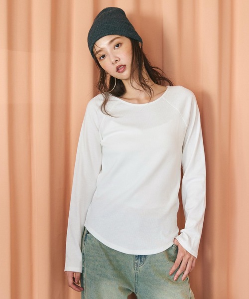 coca(coca)(コカ)の「【WEB限定セール】ラグランスリーブ リブトップス(Tシャツ/カットソー・レディース・B/ブラック/ホワイト/A・S/XL/L/M)」の11枚目の写真