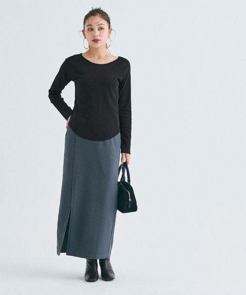 coca(coca)(コカ)の「【WEB限定セール】ラグランスリーブ リブトップス(Tシャツ/カットソー・レディース・B/ブラック/ホワイト/A・S/XL/L/M)」の6枚目の写真