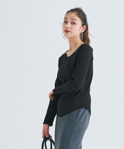 coca(coca)(コカ)の「【WEB限定セール】ラグランスリーブ リブトップス(Tシャツ/カットソー・レディース・B/ブラック/ホワイト/A・S/XL/L/M)」の7枚目の写真