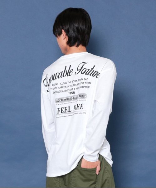 GLAZOS(グラソス)の「【大人向けサイズあり】【プチプラ】バックメッセージロゴ長袖Tシャツ(Tシャツ/カットソー・キッズ・ホワイト/オレンジ/ベージュ/ネイビー/インディゴブルー/グレー・140cm/150cm/160cm/170cm)」の1枚目の写真