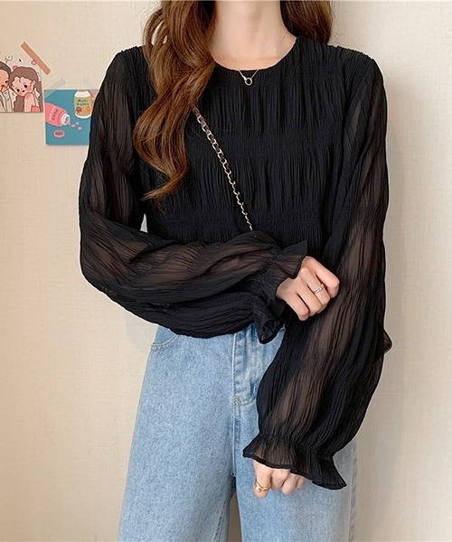gossip!ロサンゼルス(ゴシップロサンゼルス)の「YUGA ラウンドネックトップス(シャツ/ブラウス・レディース・ベージュ/ホワイト/ブラック・FREE)」の15枚目の写真