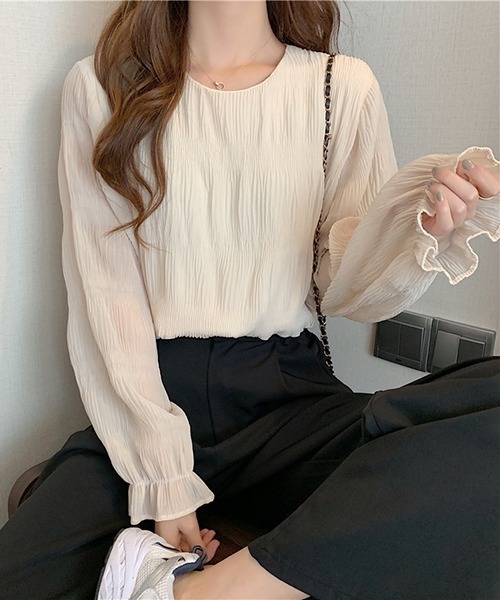 gossip!ロサンゼルス(ゴシップロサンゼルス)の「YUGA ラウンドネックトップス(シャツ/ブラウス・レディース・ベージュ/ホワイト/ブラック・FREE)」の17枚目の写真