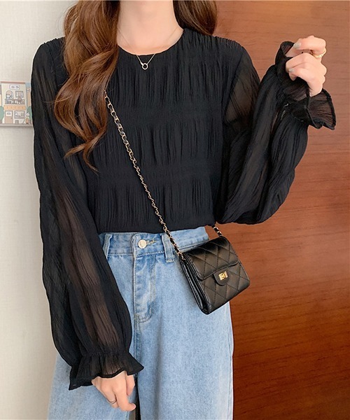 gossip!ロサンゼルス(ゴシップロサンゼルス)の「YUGA ラウンドネックトップス(シャツ/ブラウス・レディース・ベージュ/ホワイト/ブラック・FREE)」の18枚目の写真