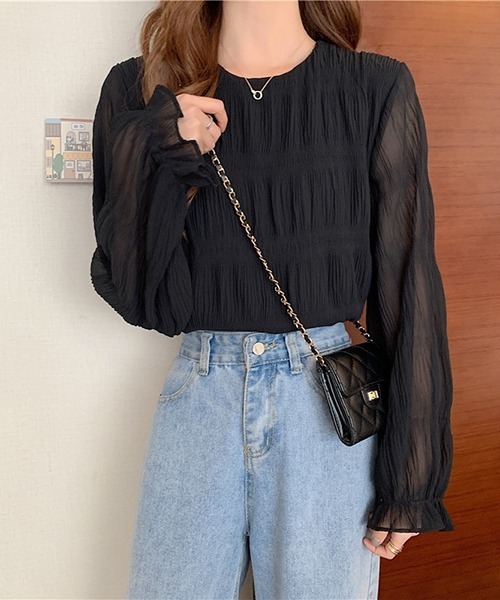 gossip!ロサンゼルス(ゴシップロサンゼルス)の「YUGA ラウンドネックトップス(シャツ/ブラウス・レディース・ベージュ/ホワイト/ブラック・FREE)」の20枚目の写真