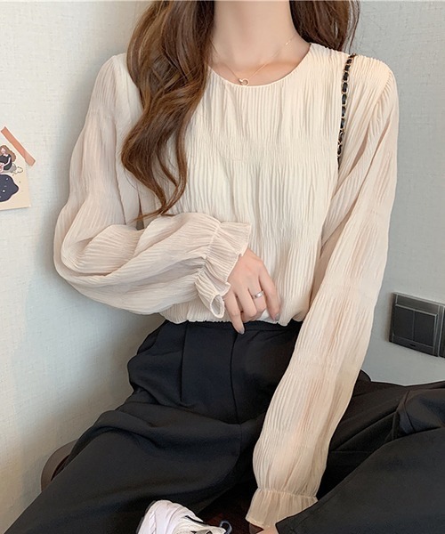 gossip!ロサンゼルス(ゴシップロサンゼルス)の「YUGA ラウンドネックトップス(シャツ/ブラウス・レディース・ベージュ/ホワイト/ブラック・FREE)」の21枚目の写真