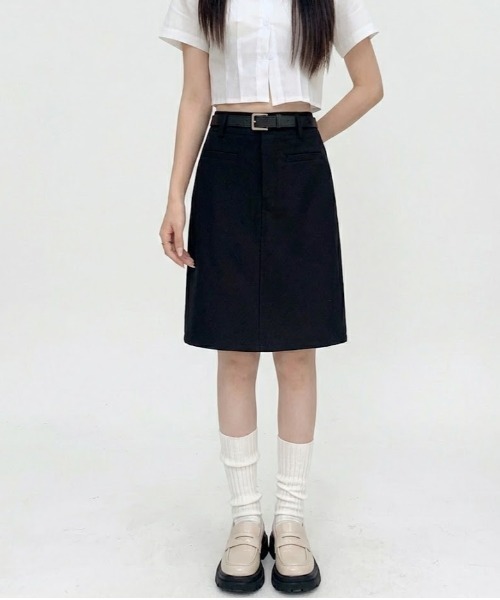 gossip!ロサンゼルス(ゴシップロサンゼルス)の「ミディ丈ナロースカート(スカート・レディース・ブラック/グレー・S/M/L)」の6枚目の写真