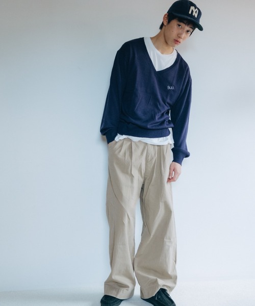 common gull products.(コモンガルプロダクツ)の「緩やかな時間のVニット(ニット/セーター・レディース・キャメル/ライトピンク/ネイビー/ライトブルー・MEDIUM/LARGE)」の6枚目の写真