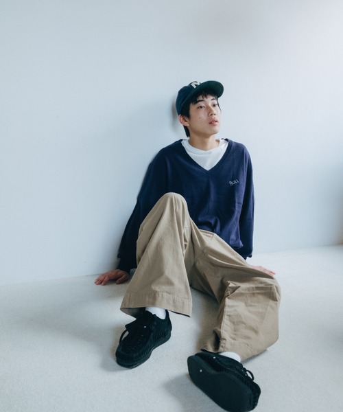 common gull products.(コモンガルプロダクツ)の「緩やかな時間のVニット(ニット/セーター・レディース・キャメル/ライトピンク/ネイビー/ライトブルー・MEDIUM/LARGE)」の7枚目の写真