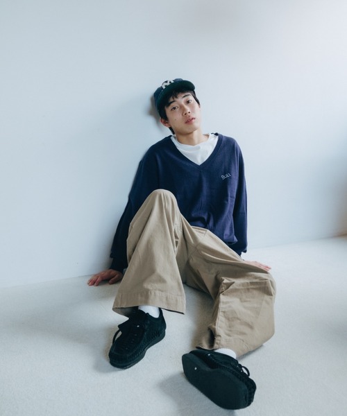 common gull products.(コモンガルプロダクツ)の「緩やかな時間のVニット(ニット/セーター・レディース・キャメル/ライトピンク/ネイビー/ライトブルー・MEDIUM/LARGE)」の8枚目の写真