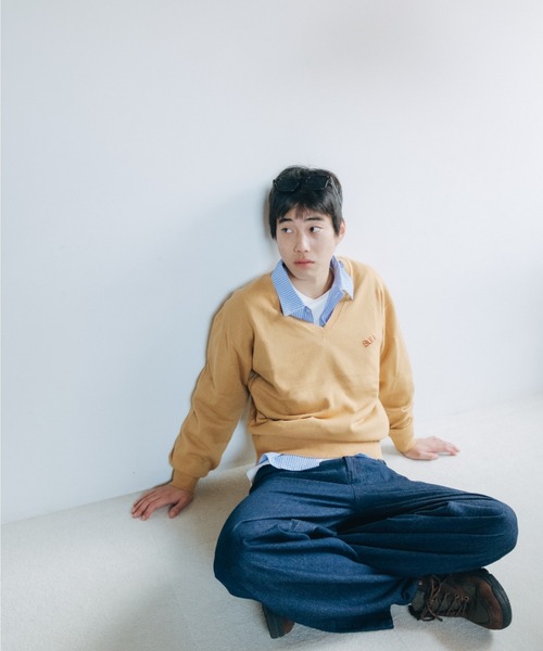 common gull products.(コモンガルプロダクツ)の「緩やかな時間のVニット(ニット/セーター・レディース・キャメル/ライトピンク/ネイビー/ライトブルー・MEDIUM/LARGE)」の13枚目の写真