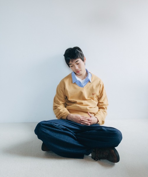common gull products.(コモンガルプロダクツ)の「緩やかな時間のVニット(ニット/セーター・レディース・キャメル/ライトピンク/ネイビー/ライトブルー・MEDIUM/LARGE)」の14枚目の写真