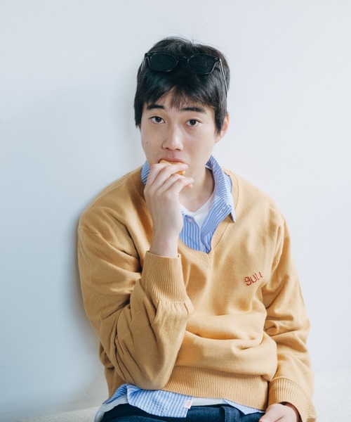 common gull products.(コモンガルプロダクツ)の「緩やかな時間のVニット(ニット/セーター・レディース・キャメル/ライトピンク/ネイビー/ライトブルー・MEDIUM/LARGE)」の16枚目の写真