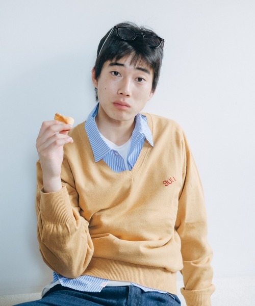 common gull products.(コモンガルプロダクツ)の「緩やかな時間のVニット(ニット/セーター・レディース・キャメル/ライトピンク/ネイビー/ライトブルー・MEDIUM/LARGE)」の17枚目の写真