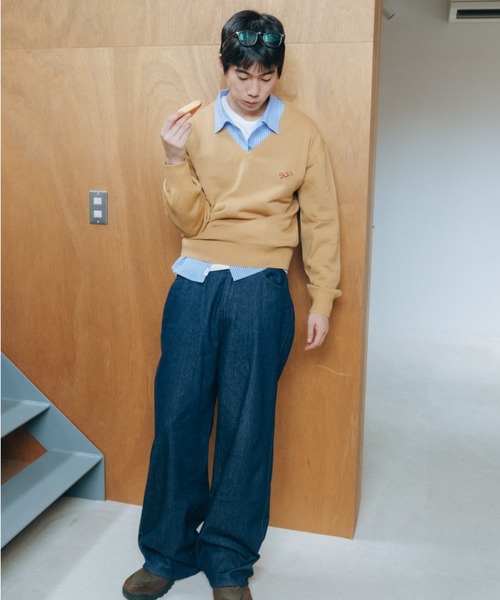 common gull products.(コモンガルプロダクツ)の「緩やかな時間のVニット(ニット/セーター・レディース・キャメル/ライトピンク/ネイビー/ライトブルー・MEDIUM/LARGE)」の18枚目の写真