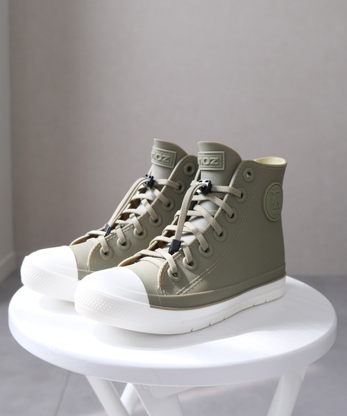 AmiAmi(アミアミ)の「【moz モズ】 キッズ ジュニア スニーカー レインブーツ/長靴 通学 雨晴れ兼用(レインシューズ・キッズ・ホワイト×ブラック/グレー/サックスブルー/ベージュ/カーキ/ホワイト/ラベンダー/ネイビー・19cm/24cm/23cm/22cm/21cm/20cm)」の5枚目の写真