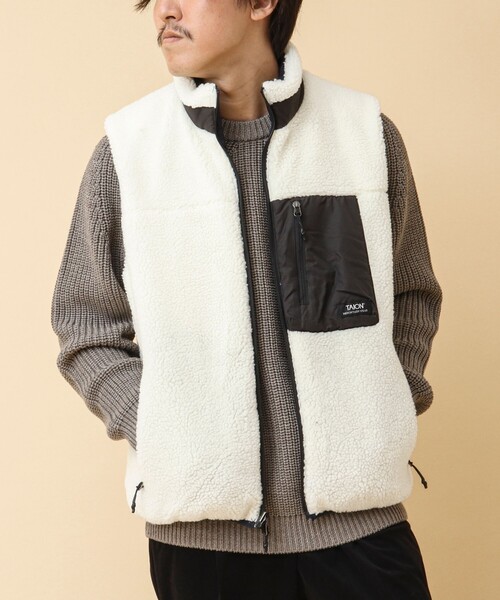TAION（タイオン）の「【TAION/タイオン】《配色別注》リバーシブル ボア×ダウンベスト 24AW（ダウンベスト・メンズ・ベージュ/ホワイト系その他2/ブラック系その他・M/L/XL/XXL）」の5枚目の写真