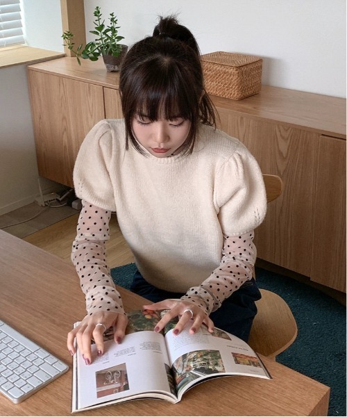 セール】シアーメッシュドットカットソー（Tシャツ/カットソー
