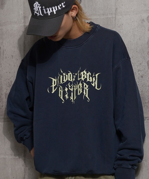 RIPPER(リッパー)の「【RIPPER】グランジロゴ ピグメント スウェット / Grunge logo pigmented sweatshirt(スウェット・メンズ・ネイビー/グレー/ブラック・S/M/L)」の1枚目の写真