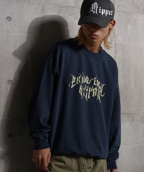 RIPPER(リッパー)の「【RIPPER】グランジロゴ ピグメント スウェット / Grunge logo pigmented sweatshirt(スウェット・メンズ・ネイビー/グレー/ブラック・S/M/L)」の8枚目の写真