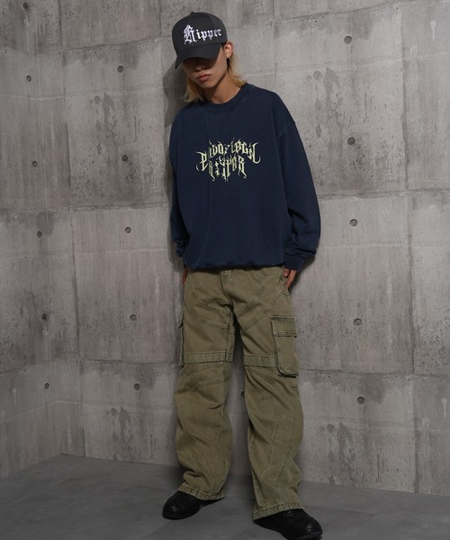 RIPPER(リッパー)の「【RIPPER】グランジロゴ ピグメント スウェット / Grunge logo pigmented sweatshirt(スウェット・メンズ・ネイビー/グレー/ブラック・S/M/L)」の7枚目の写真