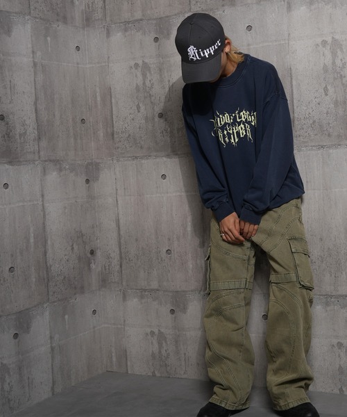 RIPPER(リッパー)の「【RIPPER】グランジロゴ ピグメント スウェット / Grunge logo pigmented sweatshirt(スウェット・メンズ・ネイビー/グレー/ブラック・S/M/L)」の6枚目の写真