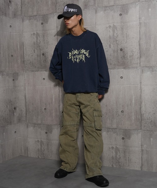 RIPPER(リッパー)の「【RIPPER】グランジロゴ ピグメント スウェット / Grunge logo pigmented sweatshirt(スウェット・メンズ・ネイビー/グレー/ブラック・S/M/L)」の5枚目の写真