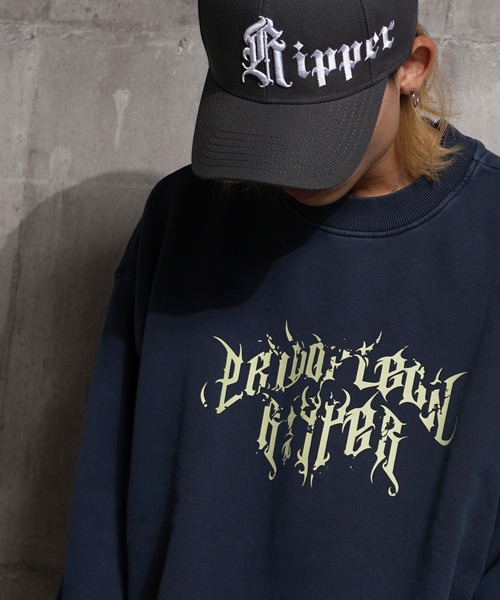 RIPPER(リッパー)の「【RIPPER】グランジロゴ ピグメント スウェット / Grunge logo pigmented sweatshirt(スウェット・メンズ・ネイビー/グレー/ブラック・S/M/L)」の4枚目の写真