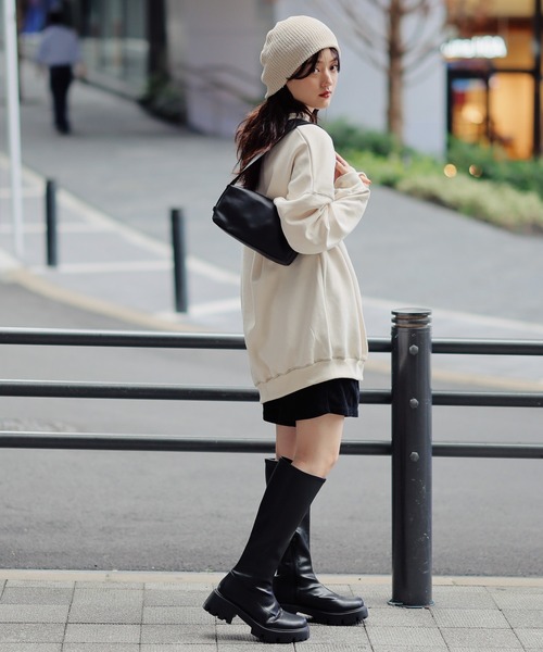 RAGEBLUE（レイジブルー）の「フェイクレザースクエアバッグ（ショルダーバッグ・レディース・ダークブラウン/ブラック・FREE）」の8枚目の写真