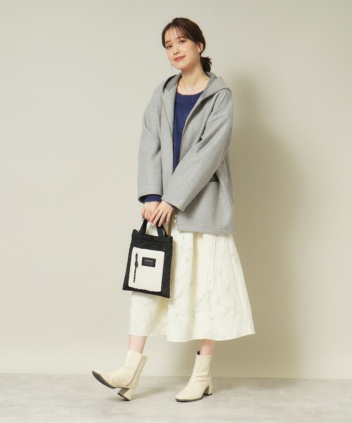 ITS'DEMO（イッツデモ）の「◆【ジャージー素材／ストレッチ性あり】裏リブミディ丈フードコート（その他アウター・レディース・グレー/アイボリー/ブラウン系/ネイビー・00）」の11枚目の写真