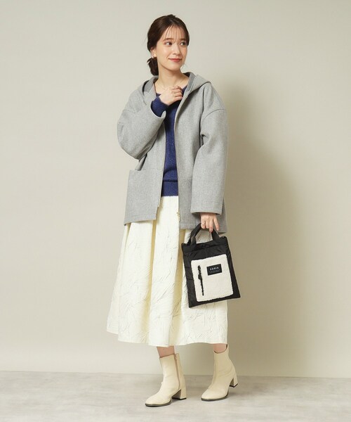 ITS'DEMO（イッツデモ）の「◆【ジャージー素材／ストレッチ性あり】裏リブミディ丈フードコート（その他アウター・レディース・グレー/アイボリー/ブラウン系/ネイビー・00）」の12枚目の写真