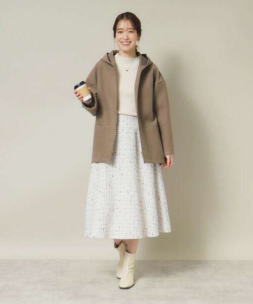 ITS'DEMO（イッツデモ）の「◆【ジャージー素材／ストレッチ性あり】裏リブミディ丈フードコート（その他アウター・レディース・グレー/アイボリー/ブラウン系/ネイビー・00）」の15枚目の写真