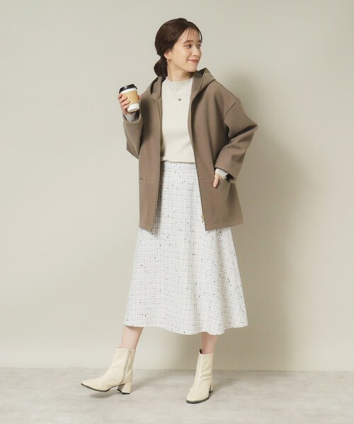 ITS'DEMO（イッツデモ）の「◆【ジャージー素材／ストレッチ性あり】裏リブミディ丈フードコート（その他アウター・レディース・グレー/アイボリー/ブラウン系/ネイビー・00）」の16枚目の写真